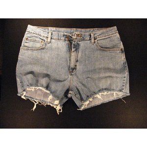 Wrangler Premium Quality Womans JEAN SHORTS Cut Off 36 MEASURED W 35 Blue Denim